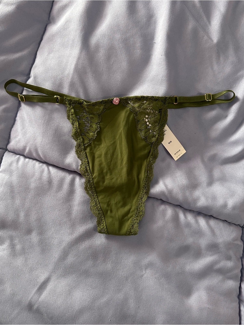 Victoria's Secret Olive Green Lace Thong Panty